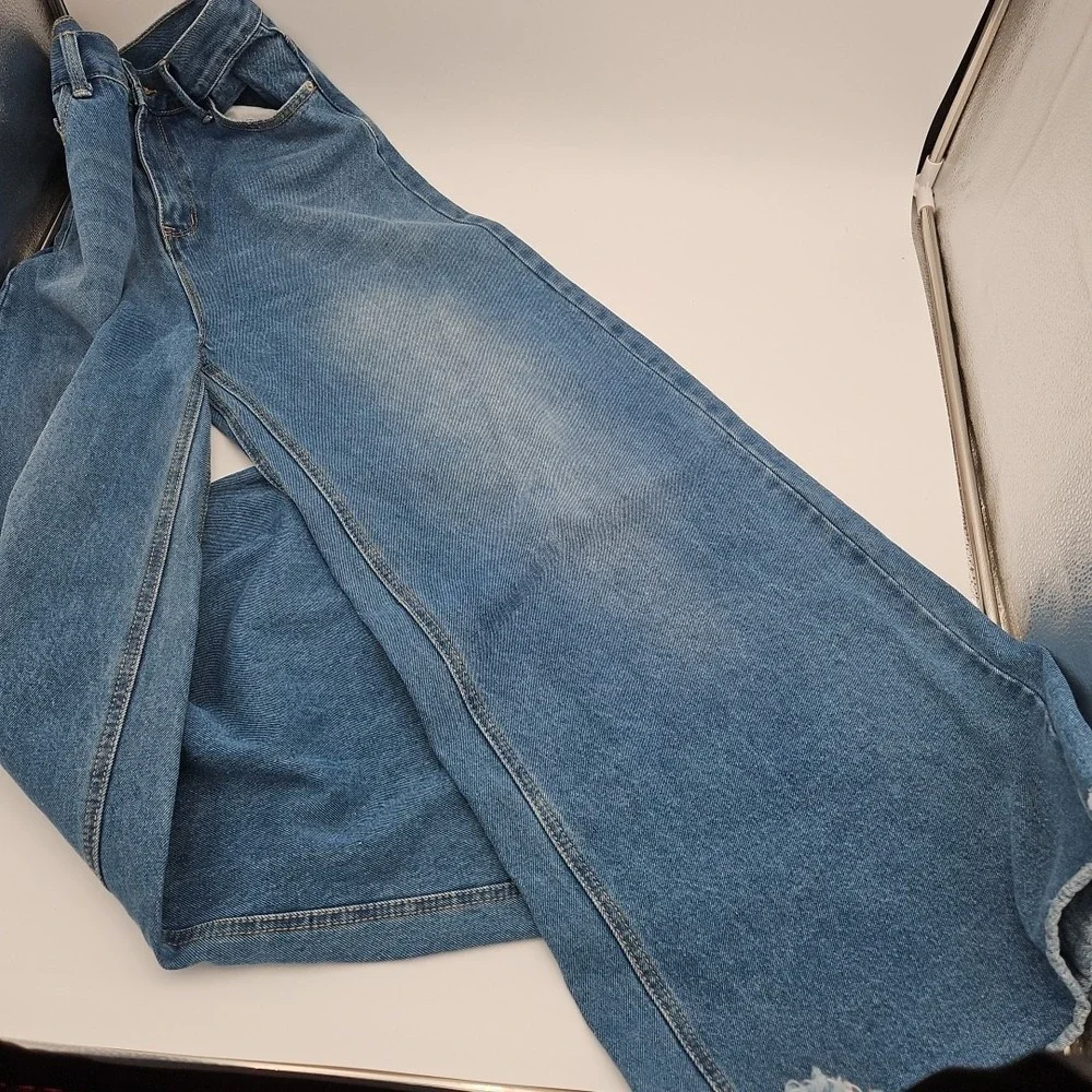 Blank PAIGE Denim Collection High‎ Rise Wide Leg 32 Inch BelL Jeans W/Large *EUC